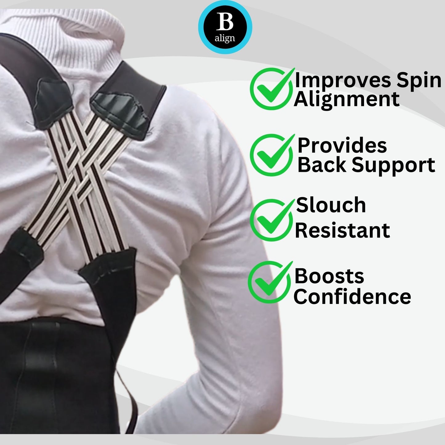 Back Brace Posture Corrector, Shoulder Straightener Adjustable Full Back Support Upper and Lower Pain Relief