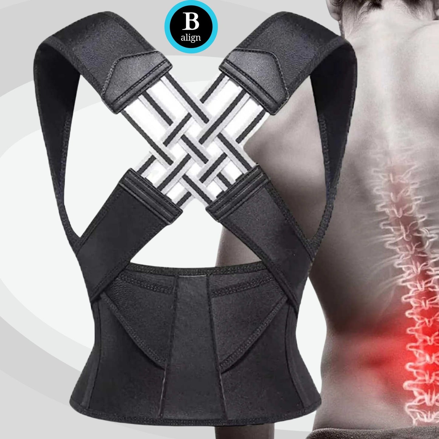 Back Brace Posture Corrector, Shoulder Straightener Adjustable Full Back Support Upper and Lower Pain Relief